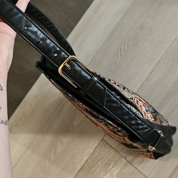 Vintage SAS Tapestry European Cafe Leather Crossbody Bag - Picture 4 of 16